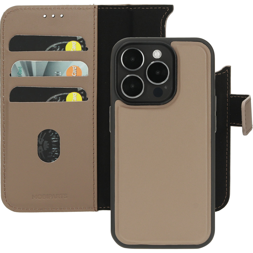 Mobiparts Leather 2 in 1 Wallet Case Apple iPhone 15 Pro Taupe - Afbeelding 10