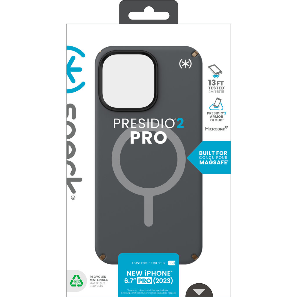 Speck Presidio2 Pro + MS Apple iPhone 15 Pro Max Charcoal Grey - with Microban - Afbeelding 5