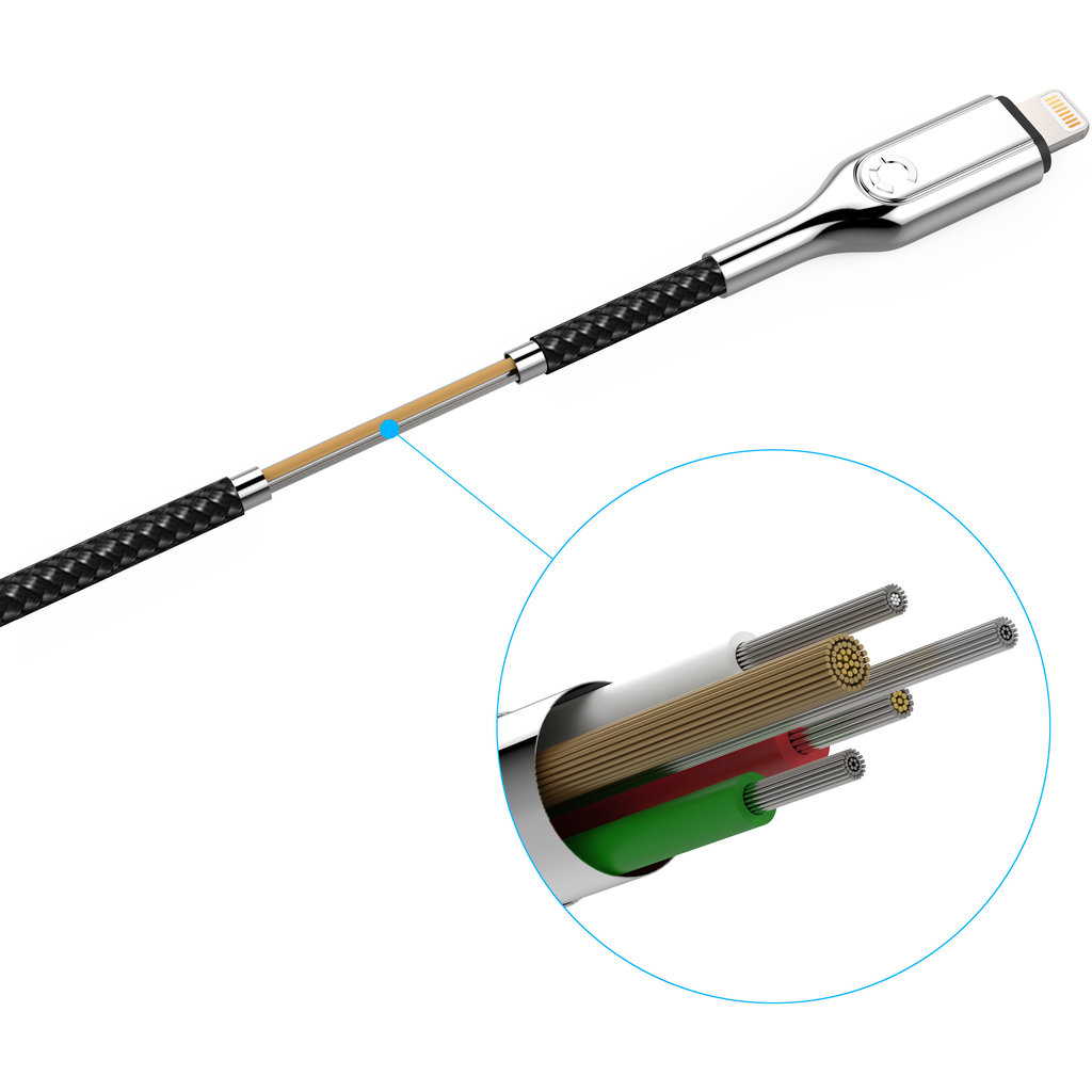 Cygnett Armoured Braided Lightning to USB-C Cable 10cm Black - Afbeelding 3