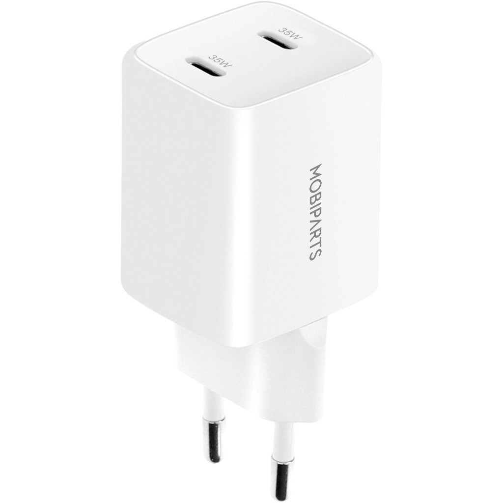 Mobiparts GaN Wall Charger Dual USB-C 35W White (with PD) - Afbeelding 8