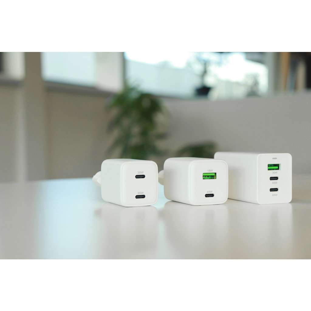 Mobiparts GaN Wall Charger Dual USB-C 35W White (with PD) - Afbeelding 7