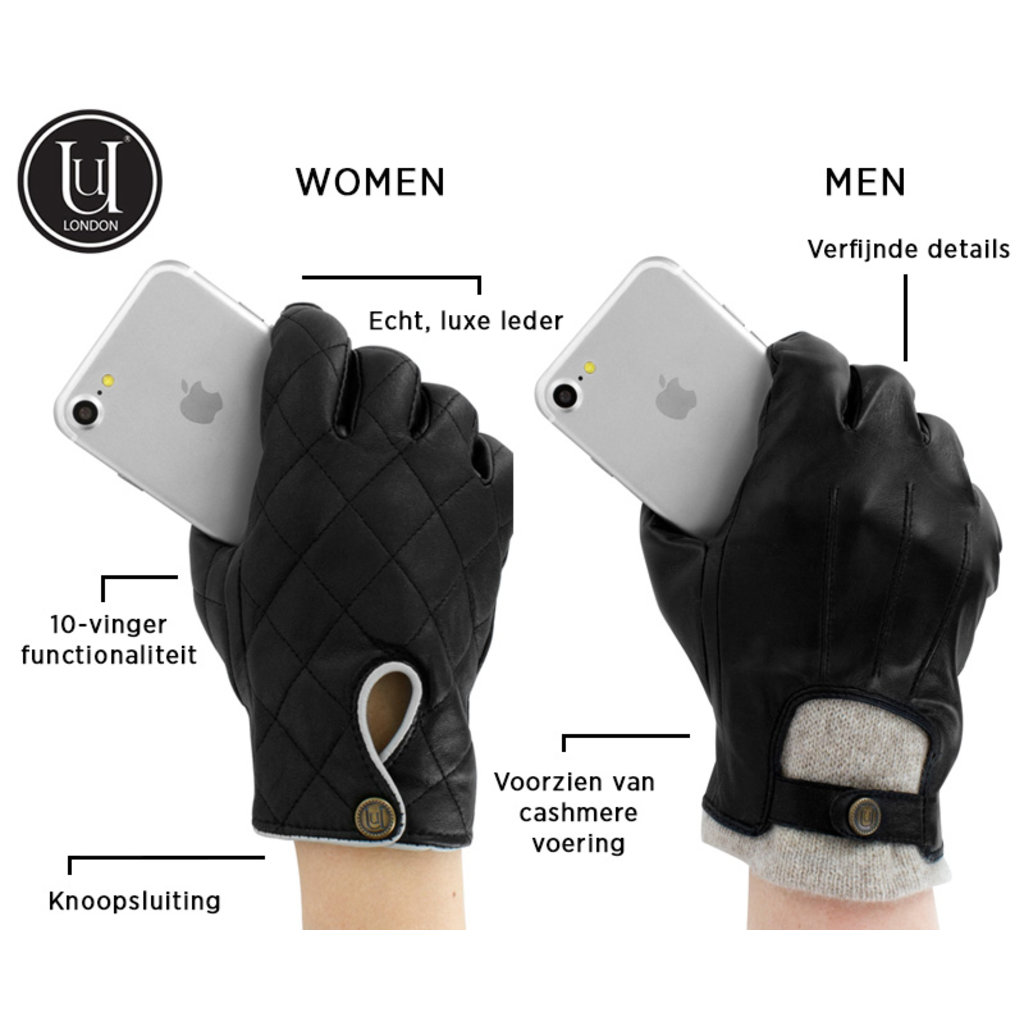 Uunique Lederen Touchscreen Handschoenen - Dames (maat M/L)