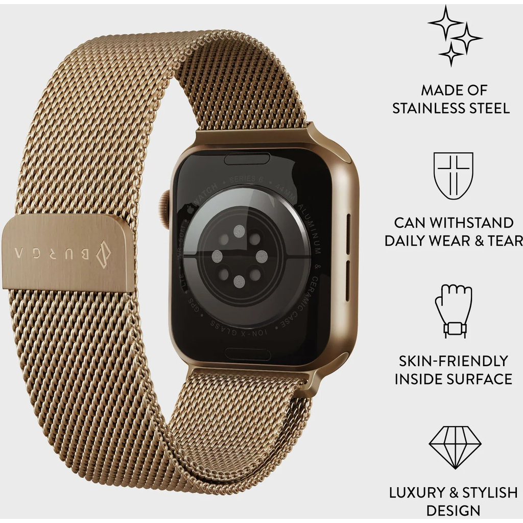 Burga Apple Watch Band Metal Mesh Gold 42mm / 44mm / 45mm - Afbeelding 12