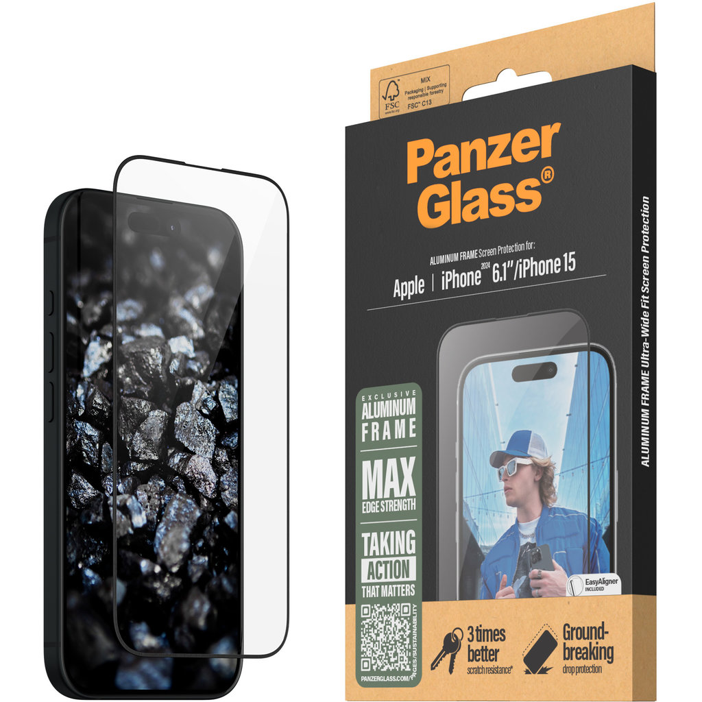 Panzerglass Apple iPhone 2024 6.1" - Ultra-Wide Fit with Aluminum Frame - Afbeelding 7