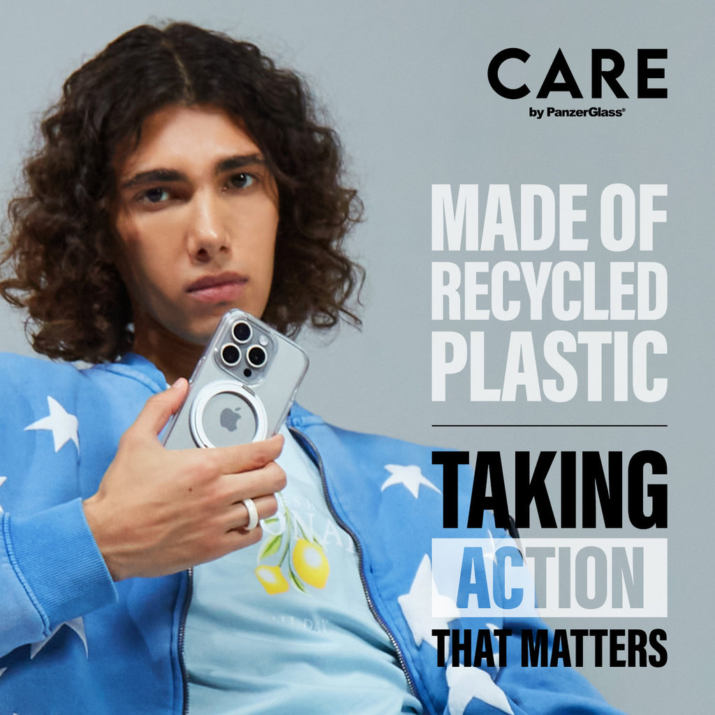 CARE by PanzerGlass Feature Case Transparent w. Black Kickstand & MagSafe iPhone '24 6.7"