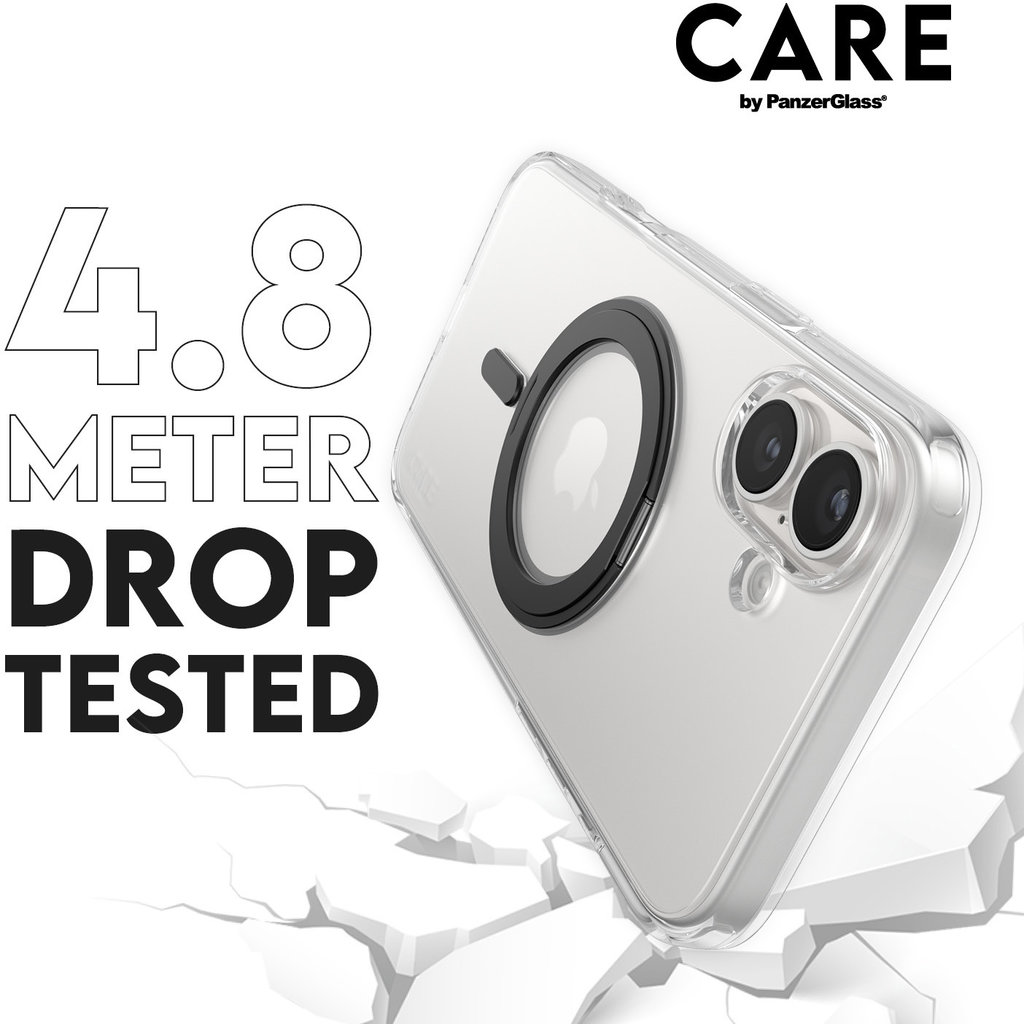 CARE by PanzerGlass Feature Case Transparent w. Black Kickstand & MagSafe iPhone '24 6.7" - Afbeelding 9