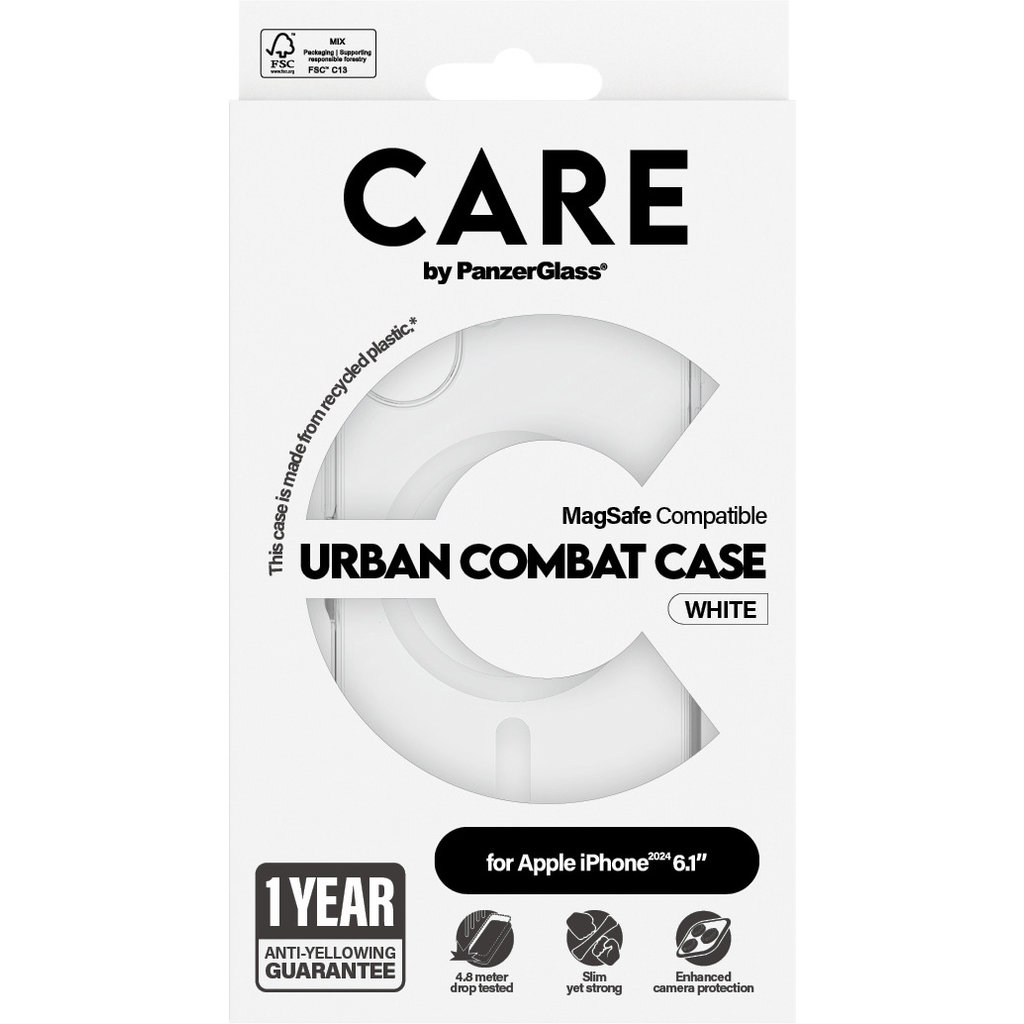 CARE by PanzerGlass Flagship Case Transparent Urban Combat w. White MagSafe iPhone '24 6.1" - Afbeelding 5