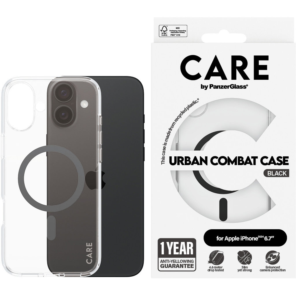 CARE by PanzerGlass Flagship Case Transparent Urban Combat w. Black MagSafe iPhone '24 6.7 - Afbeelding 4