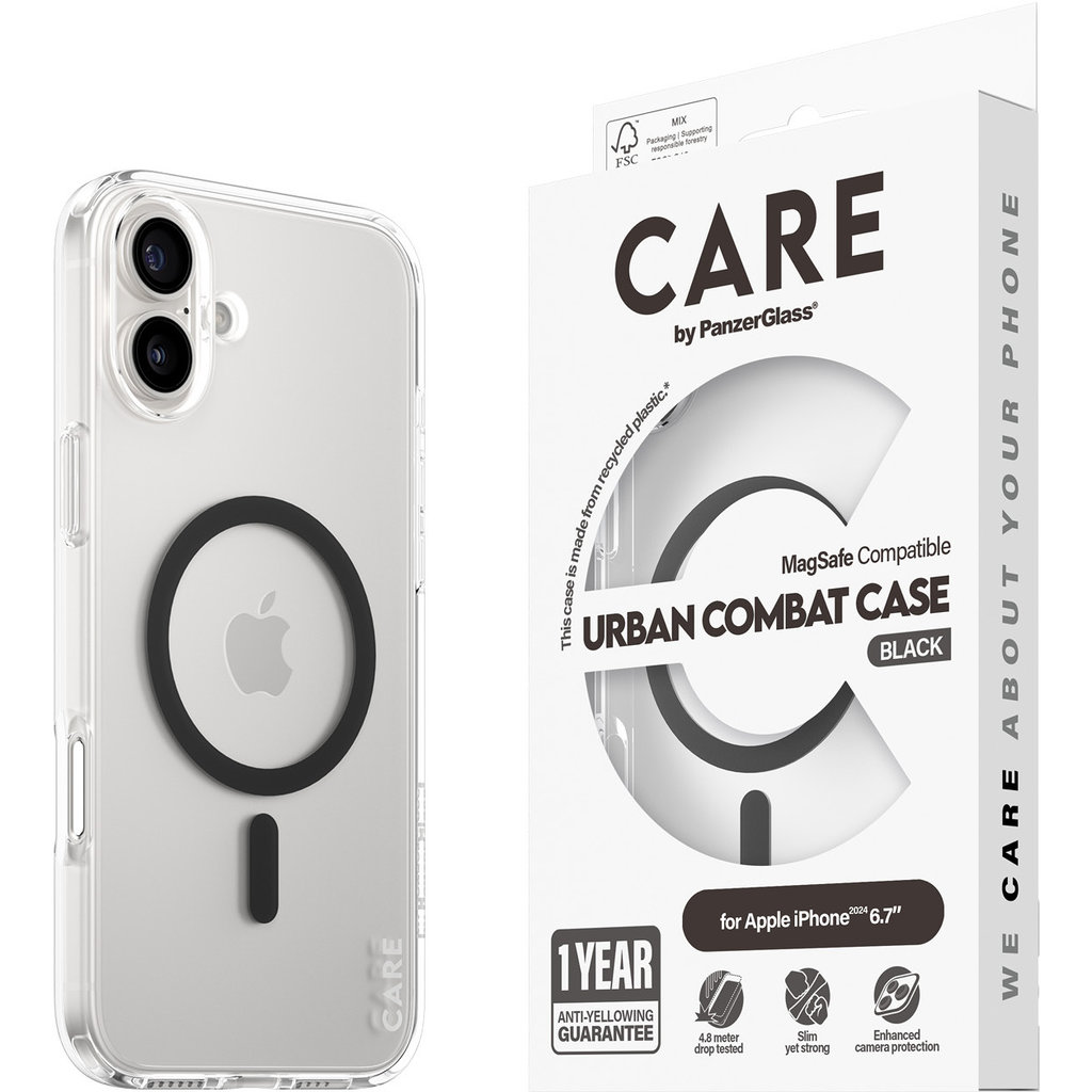 CARE by PanzerGlass Flagship Case Transparent Urban Combat w. Black MagSafe iPhone '24 6.7 - Afbeelding 6