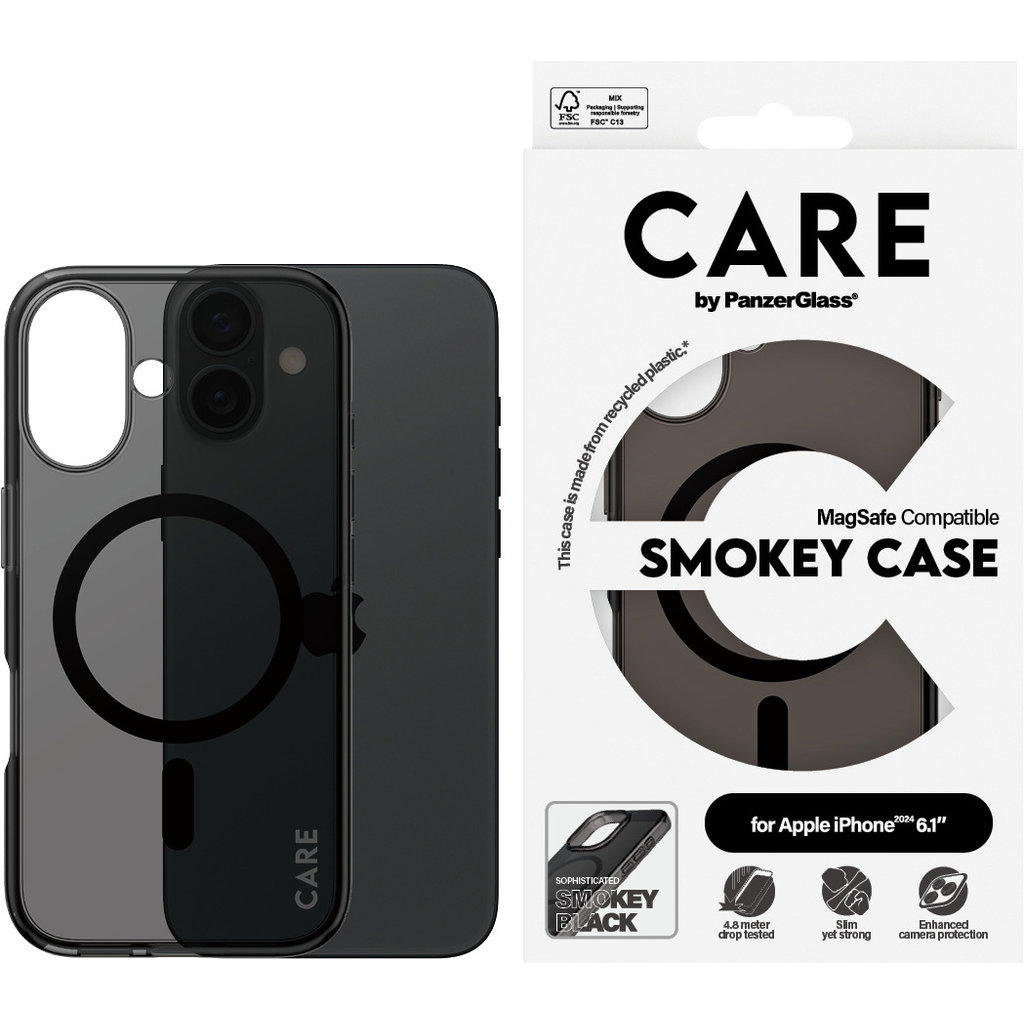 CARE by PanzerGlass Flagship Case Smokey Urban Combat w. Black MagSafe iPhone '24 6.1"