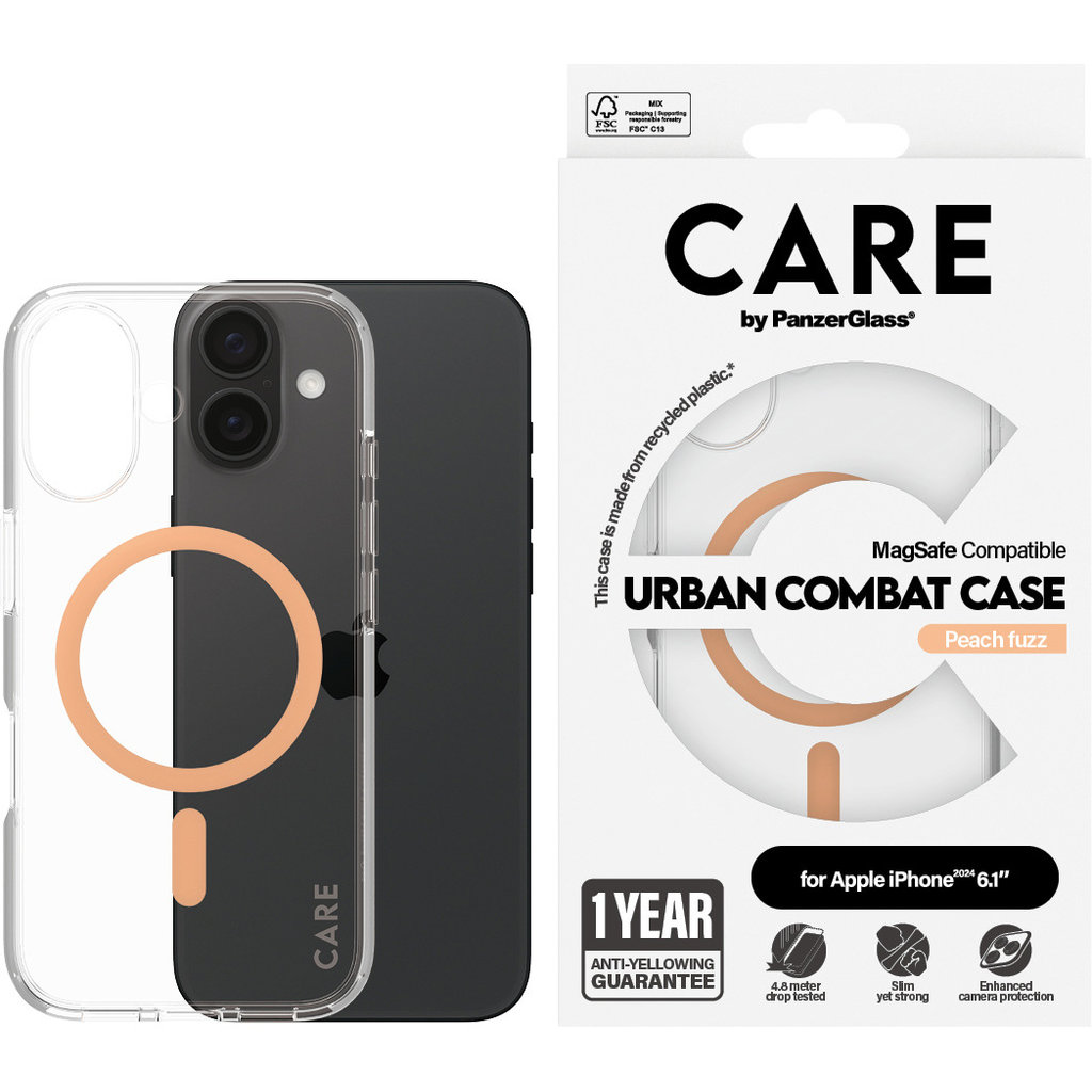 CARE by PanzerGlass Flagship Case Transparent Urban Combat w. Peachy MagSafe iPhone '24 6.1" - Afbeelding 3