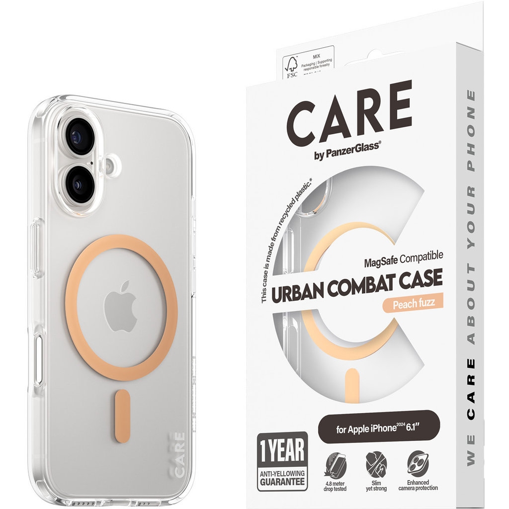 CARE by PanzerGlass Flagship Case Transparent Urban Combat w. Peachy MagSafe iPhone '24 6.1" - Afbeelding 7