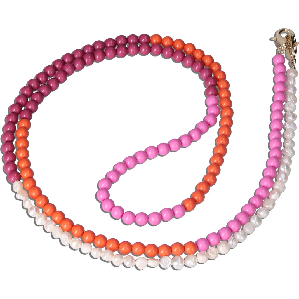 Casetastic Lanyard Beads and Pearls - Purple/Pink/Orange (125cm) - Afbeelding 2