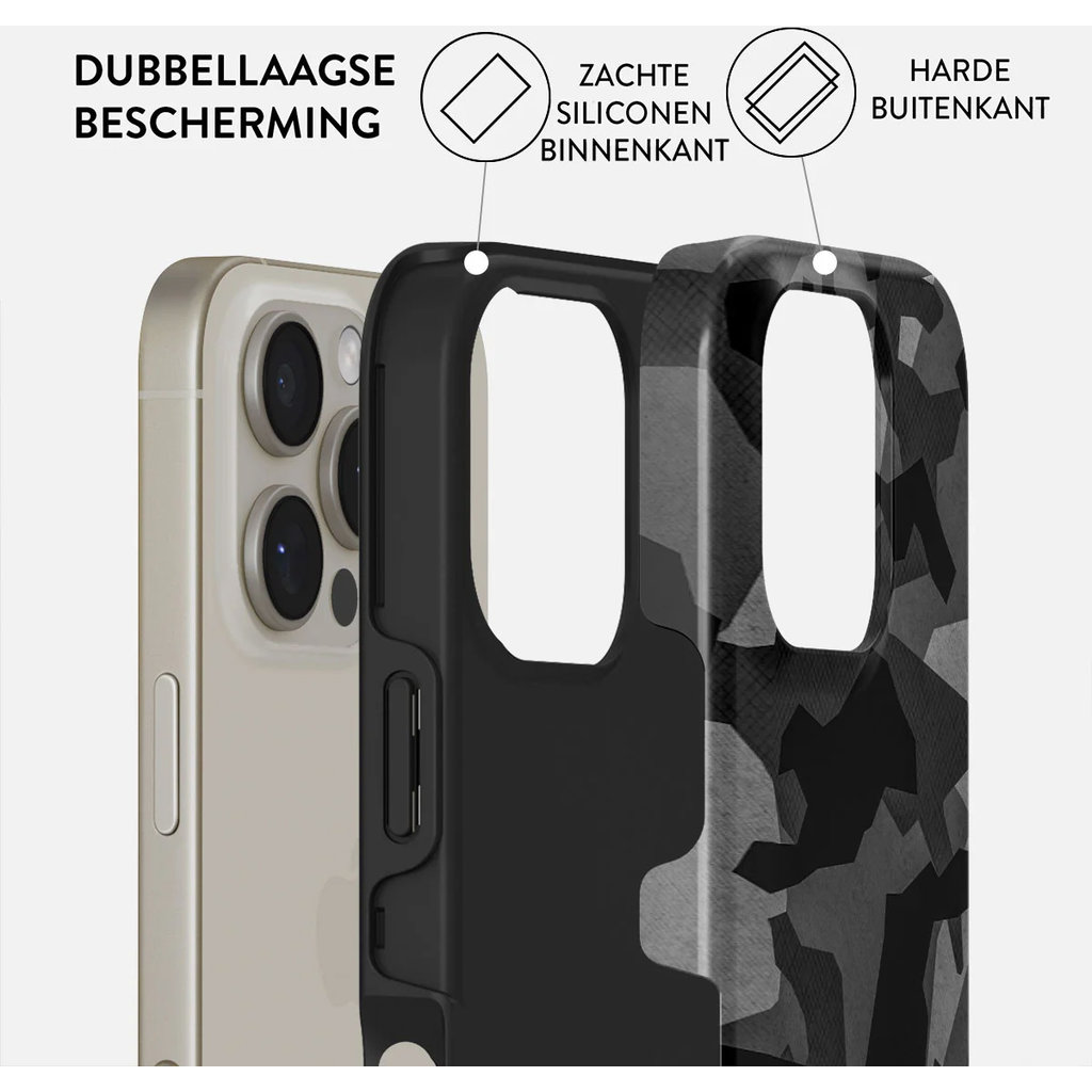 Burga Tough Case Apple iPhone 16 Pro - Night Black Camo - Afbeelding 8