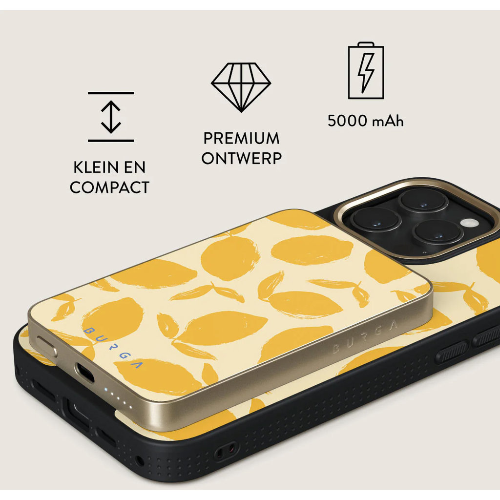 Burga SLIM Magnetic Powerbank 5000 mAh Gold - Lemon Tart - Afbeelding 2