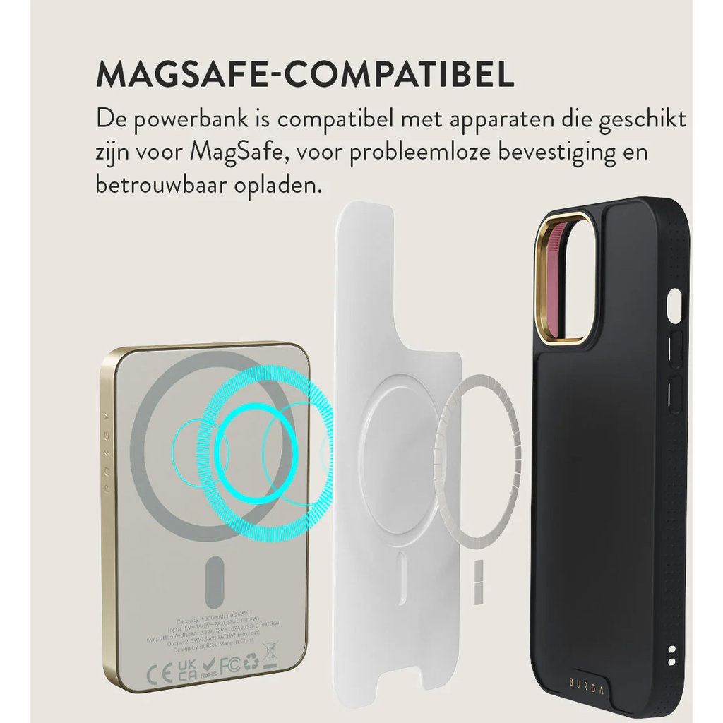 Burga SLIM Magnetic Powerbank 5000 mAh Gold - Lemon Tart - Afbeelding 3