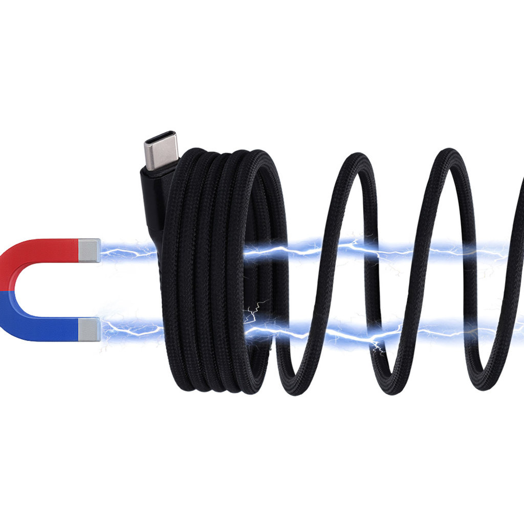 Mobiparts USB-A to USB-C Magnetic Braided Cable 1m Black - Afbeelding 4