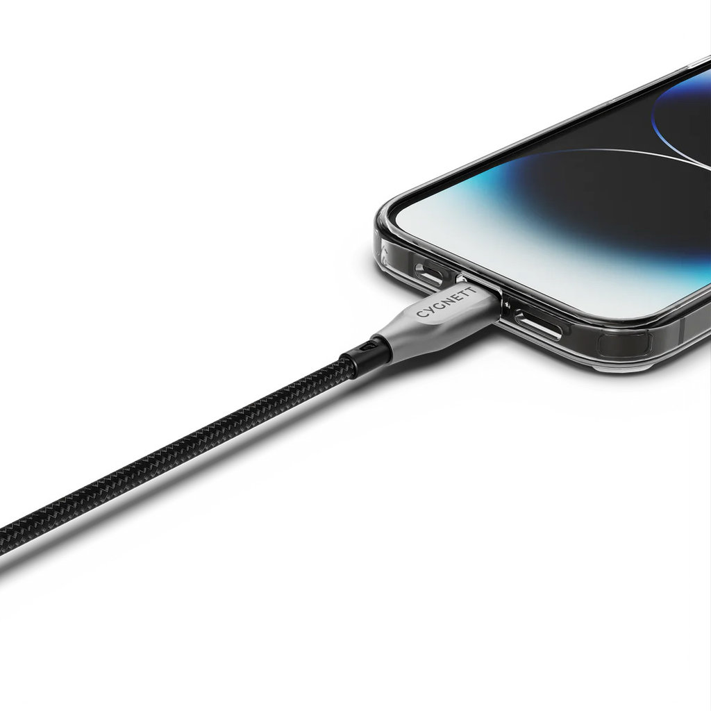 Cygnett Armoured Braided Lightning to USB-C Cable 1m Black - Afbeelding 2