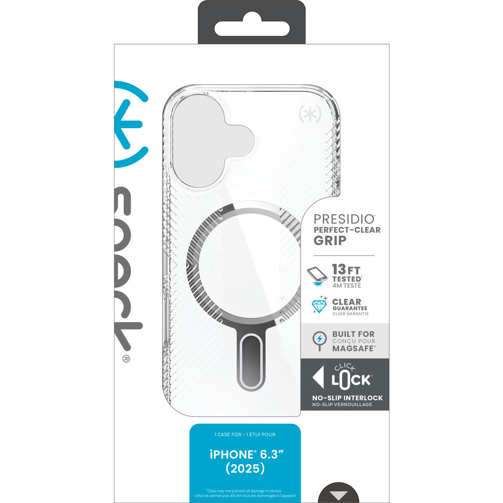 Speck Presidio Perfect Clear Grip + ClickLock Apple iPhone 17 Clear - with Microban - Afbeelding 5