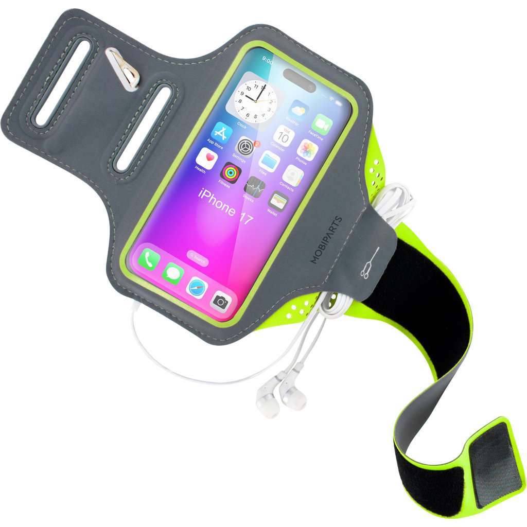 Mobiparts Comfort Fit Sport Armband Apple iPhone 17 Neon Green - Afbeelding 2