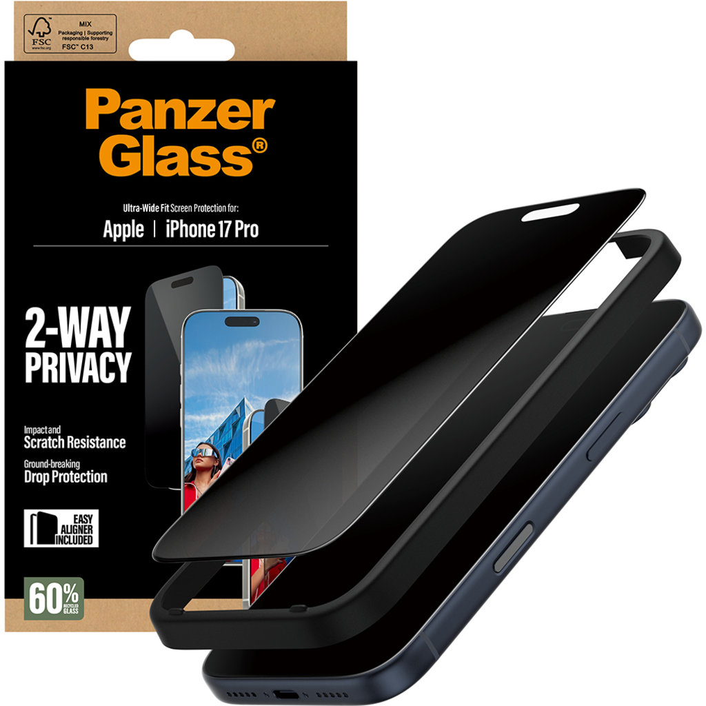 Panzerglass Apple iPhone 17 Pro - Ultra-Wide Fit Privacy Glass - Afbeelding 6