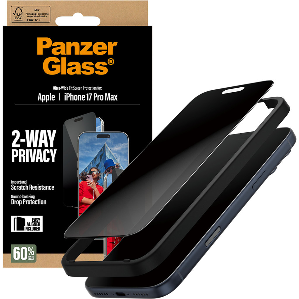 Panzerglass Apple iPhone 17 Pro Max - Ultra-Wide Fit Privacy Glass - Afbeelding 6