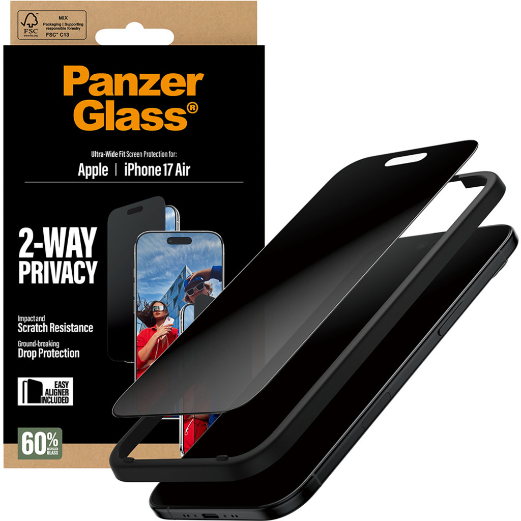 Panzerglass Apple iPhone 17 Air - Ultra-Wide Fit Privacy Glass - Afbeelding 6