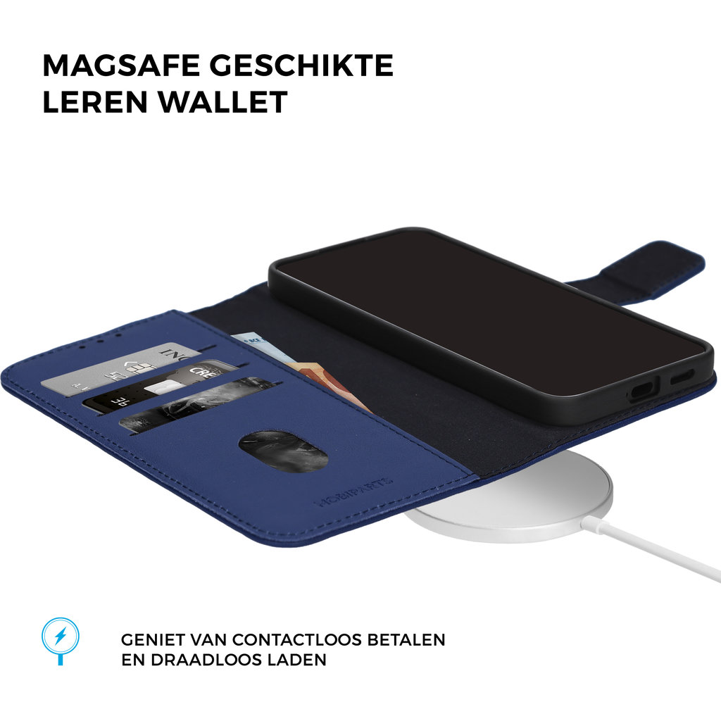 Mobiparts Leather Wallet Case Apple iPhone 17 Blue (MagSafe Compatible) - Afbeelding 3