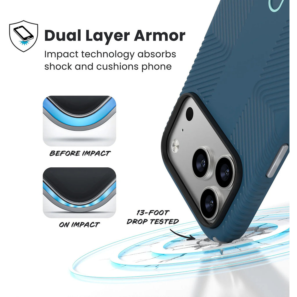 Speck Presidio2 Grip + ClickLock Apple iPhone 17 Pro Blue - with Microban - Afbeelding 3