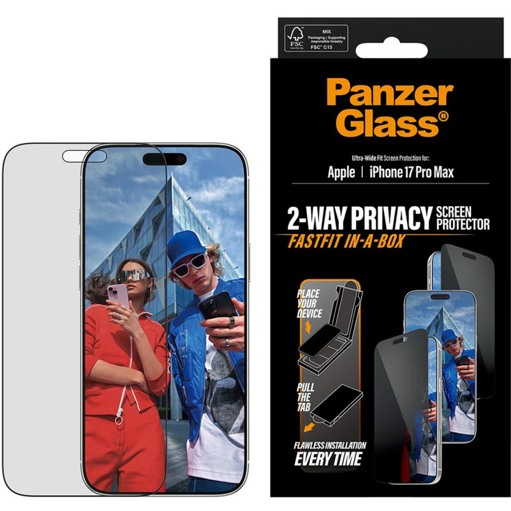 PanzerGlass FastFit Apple iPhone 17 Pro Max - Ultra-Wide-Fit Privacy Glass - Afbeelding 3