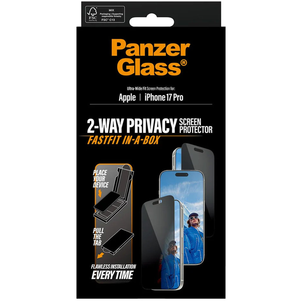 PanzerGlass FastFit Apple iPhone 17 Pro - Ultra-Wide-Fit Privacy Glass