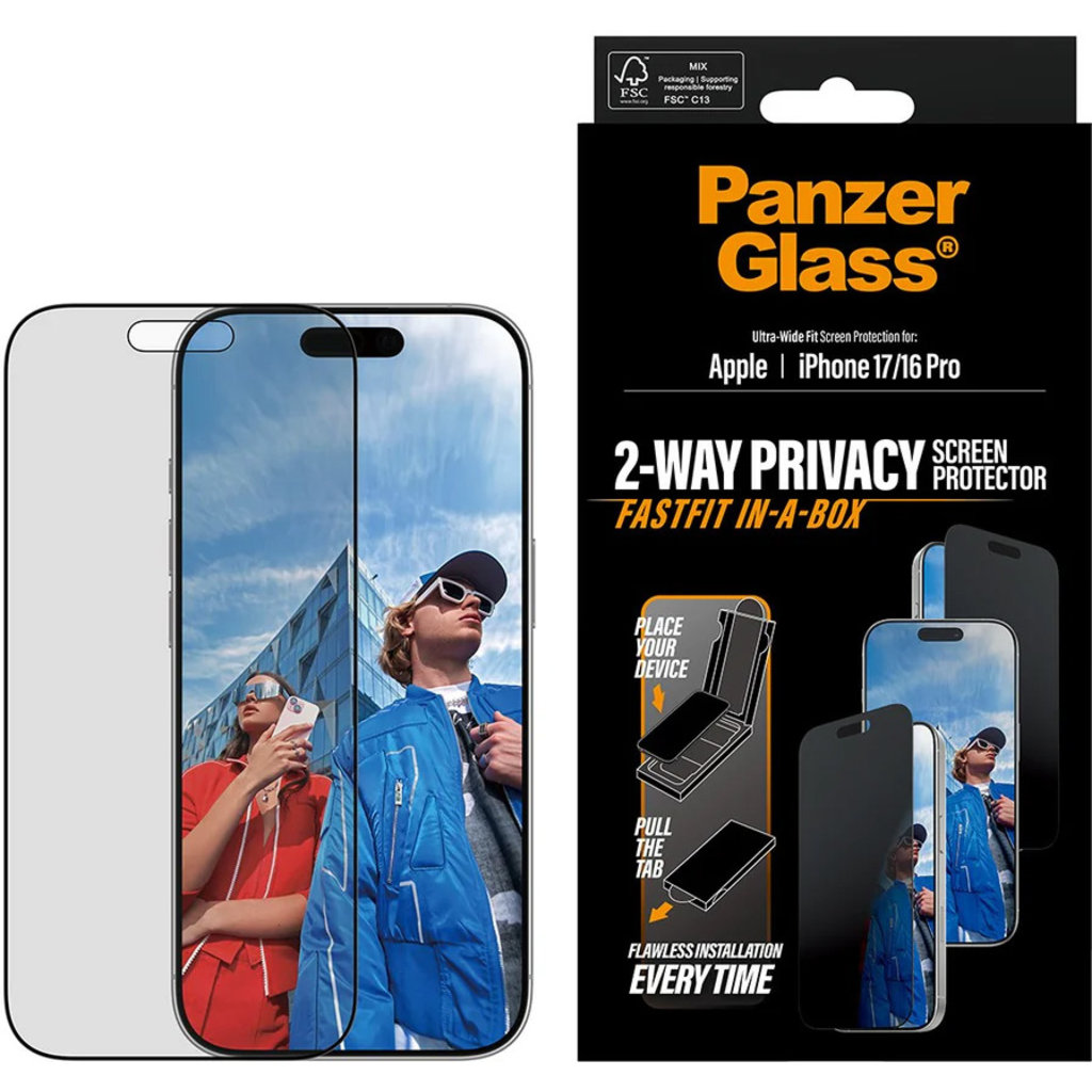 PanzerGlass FastFit Apple iPhone 17/16 Pro - Ultra-Wide-Fit Privacy Glass - Afbeelding 3