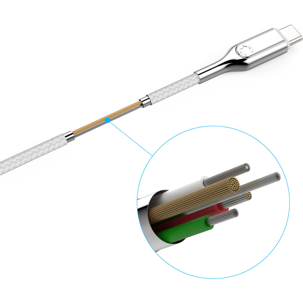Cygnett Armoured Braided USB-C to USB-C Cable 1m White - Afbeelding 3