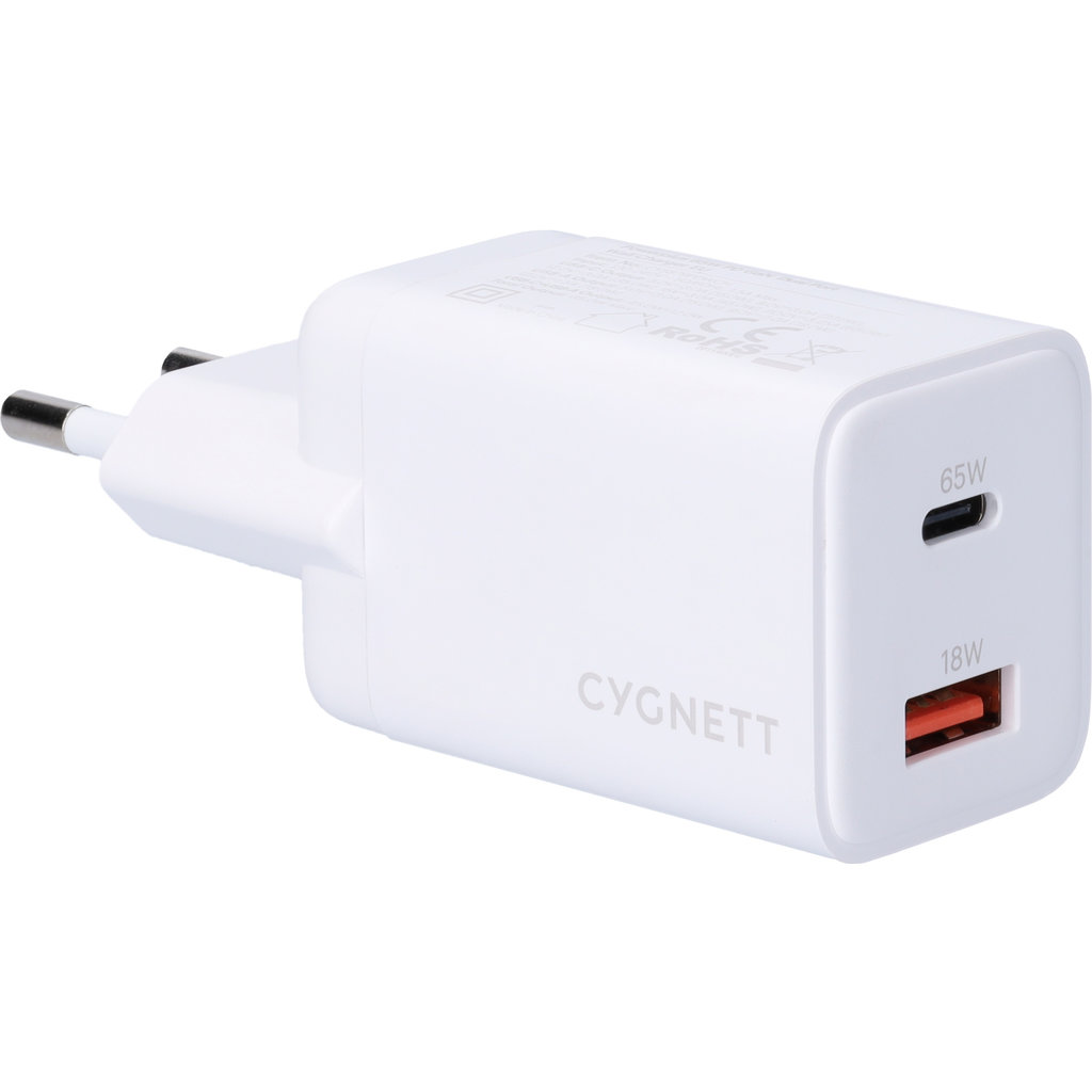 Cygnett Powerplus 65W Dual Port Wall Charger White