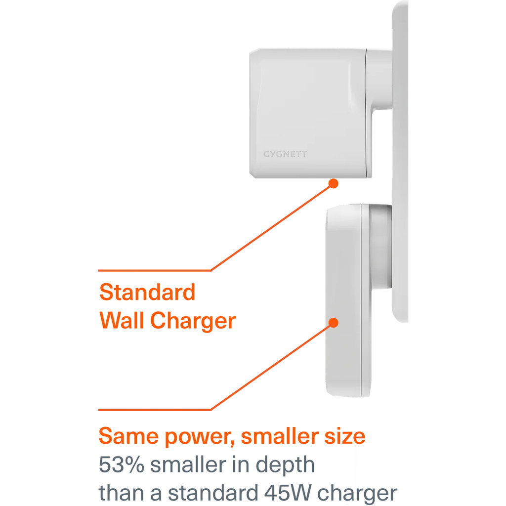 Cygnett Chargeplus Dual USB-C Slim Wall Charger 45W White - Afbeelding 3