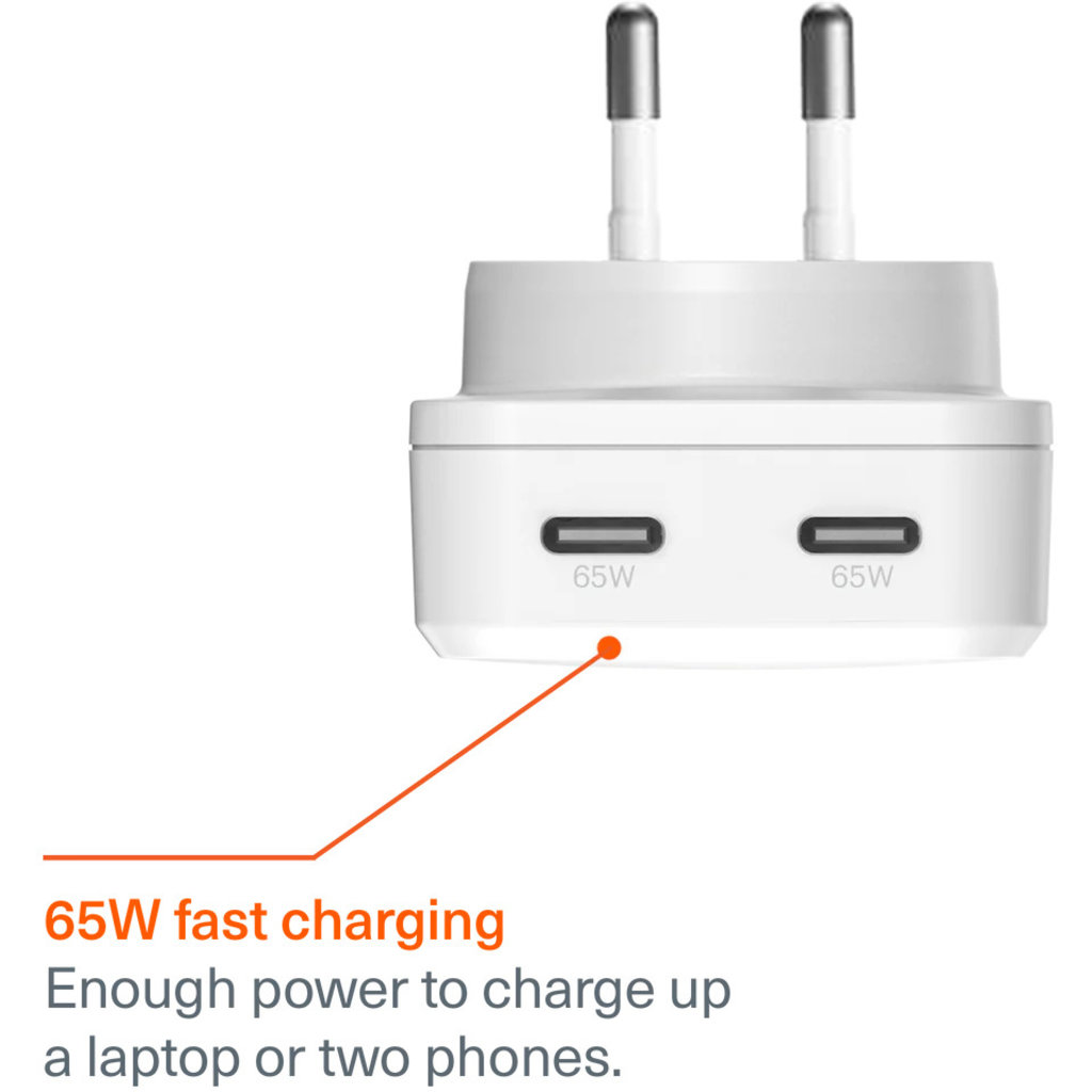 Cygnett Chargeplus Dual USB-C Slim Wall Charger 65W White - Afbeelding 4