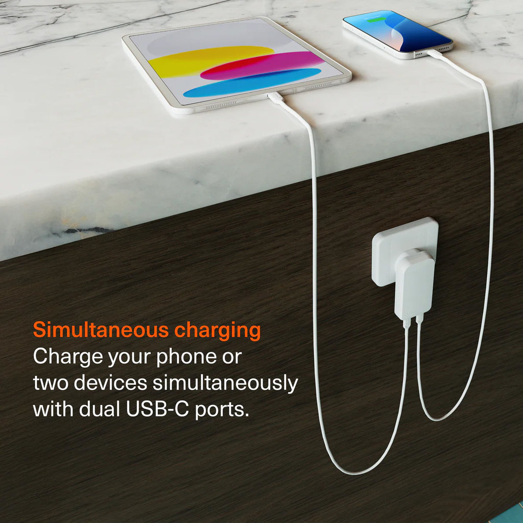 Cygnett Chargeplus Dual USB-C Slim Wall Charger 65W White - Afbeelding 6