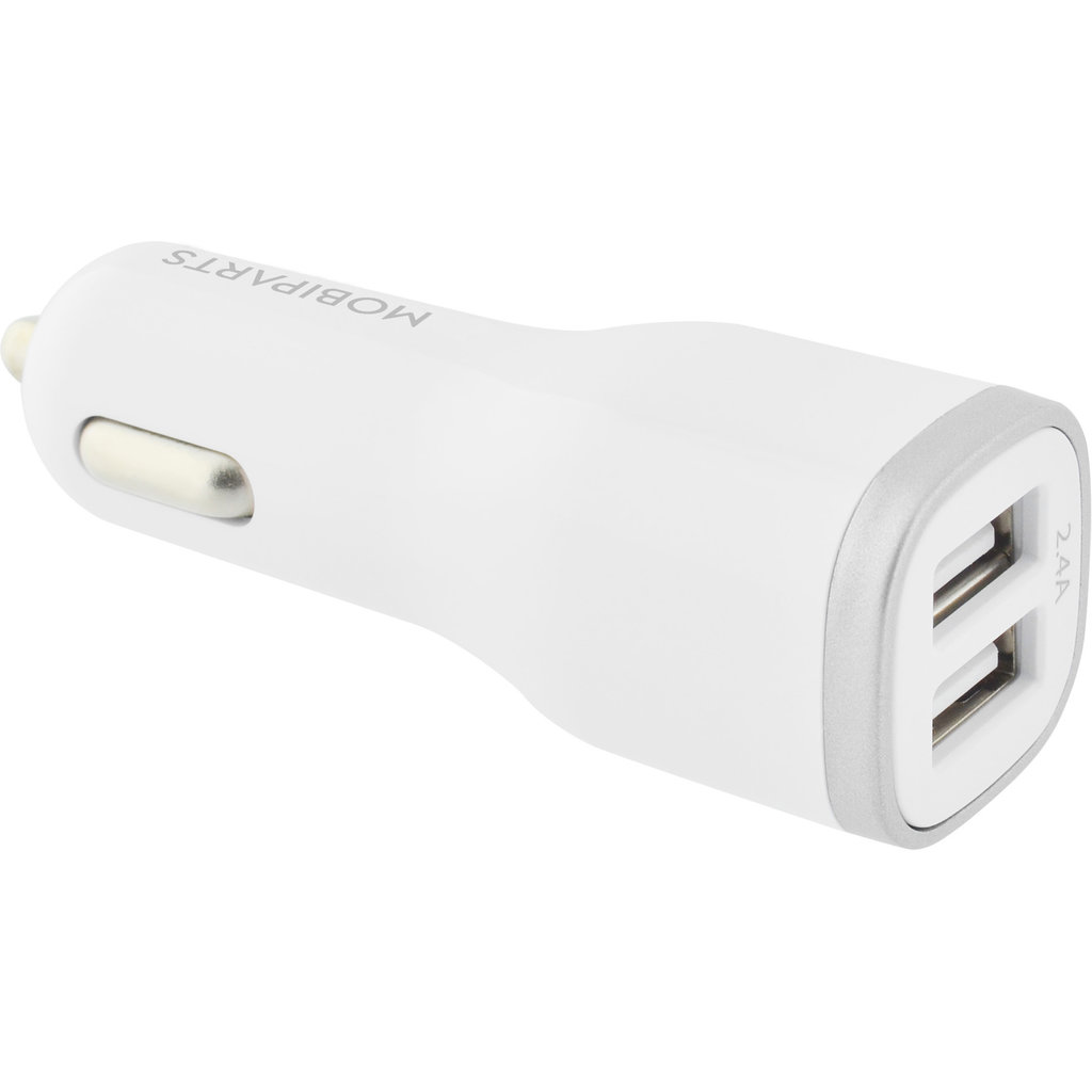 Mobiparts Car Charger Dual USB 12W/2.4A + Micro USB Cable White - Afbeelding 2
