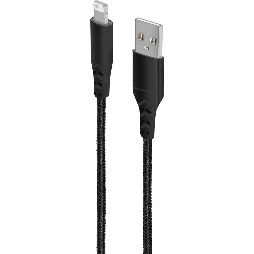 Mobiparts Apple Lightning to USB Braided Cable 2A 1m Black - Afbeelding 2