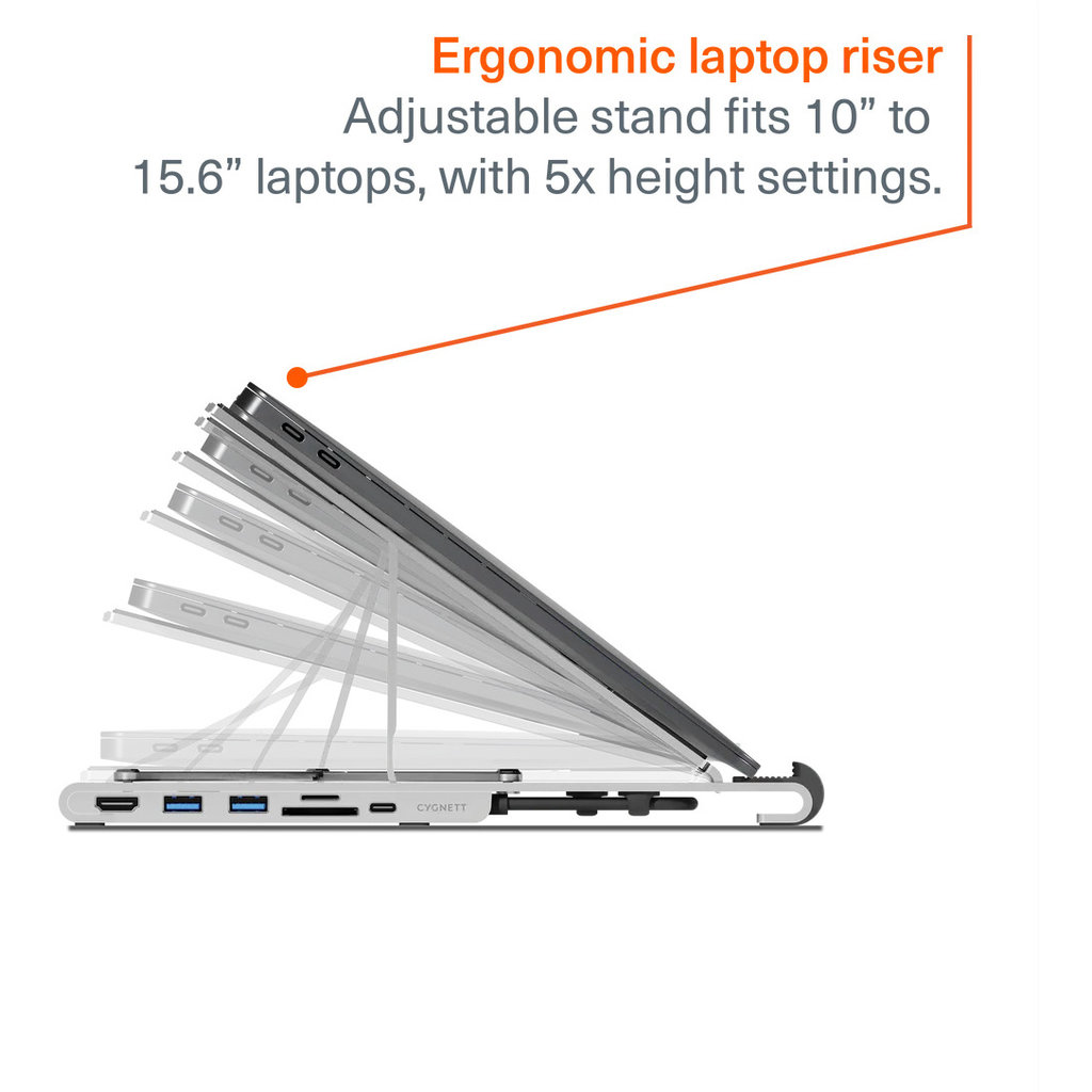 Cygnett Unite FlexMate 7-in-1 Hub With Folding Laptop Riser (Single HDMI) - Afbeelding 4