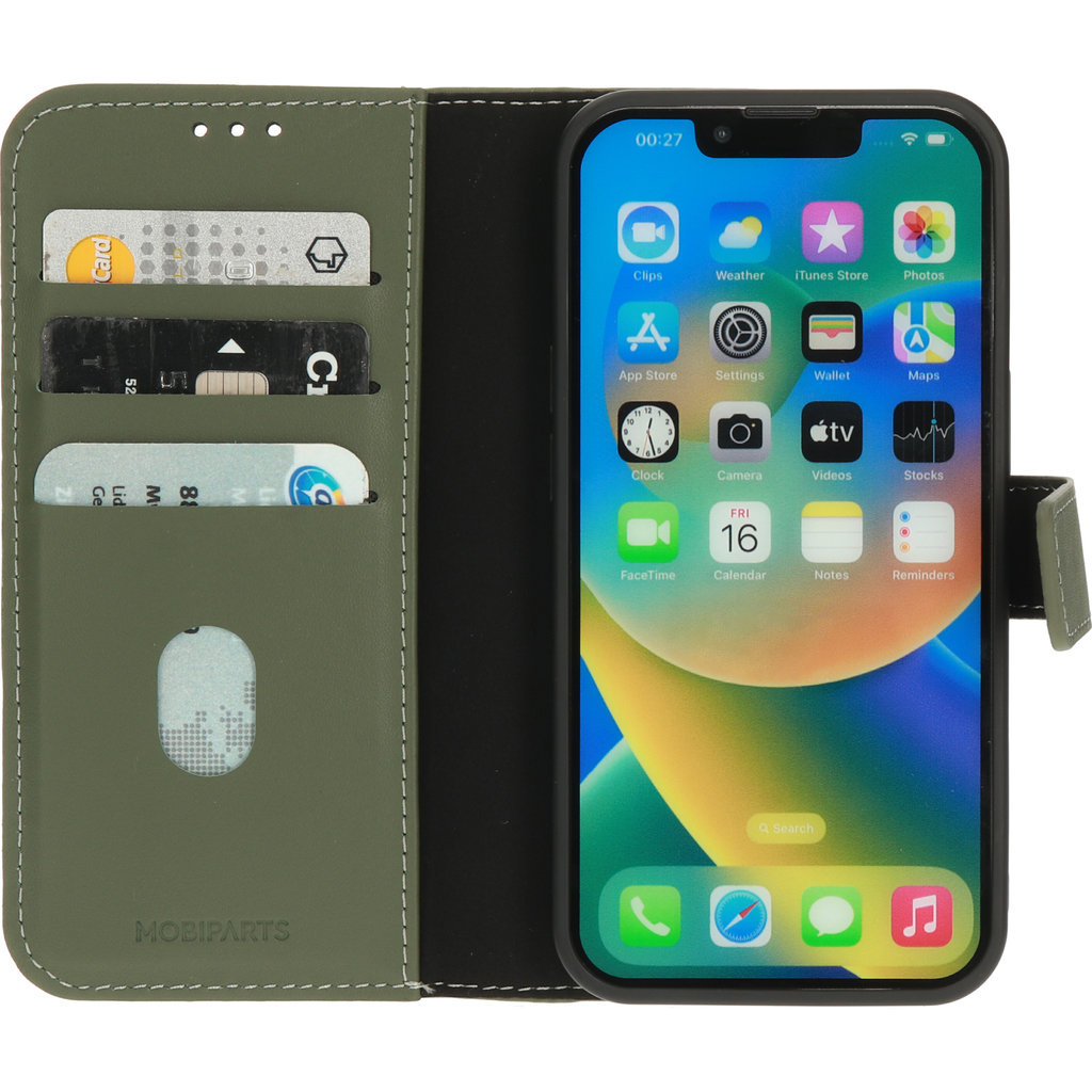 Mobiparts Leather 2 in 1 Wallet Case Apple iPhone 14 Green - Afbeelding 2